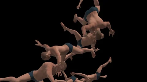 Naked Men Falling Down in Alpha Channel Stock Footage 101200230