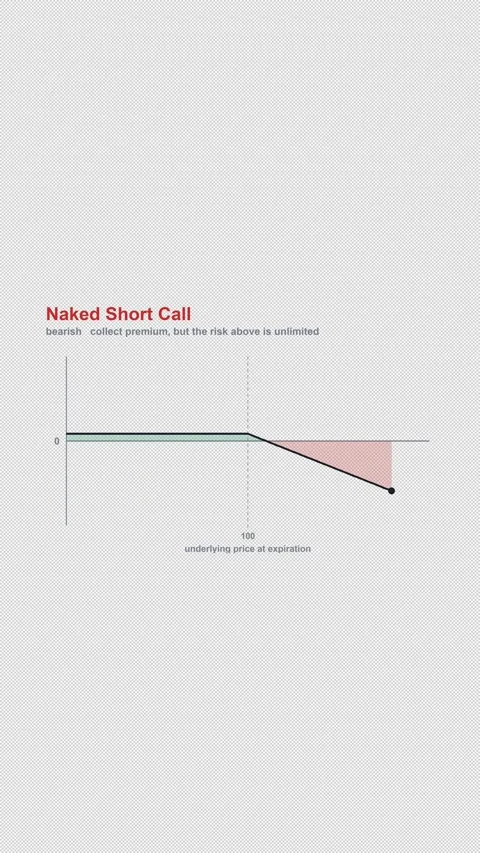 Naked Short Call Options Strategy Payoff Diagram Alpha 4K Vertical 9x16 Light Stock Footage 339506947
