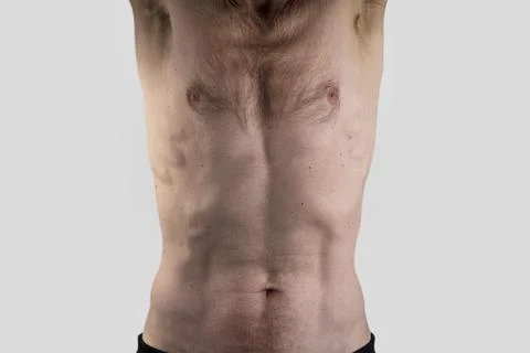 Naked Upper body of physically working older 60 years old male. No fat Stock Photos