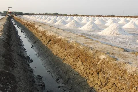 Naklua Mass of salt in salt seaside farm, Petchaburi Province Thailand Asia Stock Photos