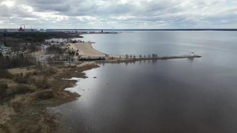 Nallikari beach in a cloudy springtime day, Oulu Finland 스톡 동영상 308908748