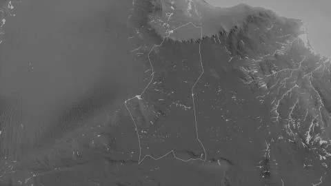 Nalut, Libya. Grayscaled map with lakes and rivers Illustrazione stock