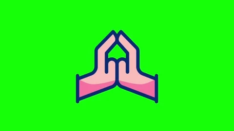 Namaste folded hands gesture animation loop on green screen background Stock Footage 314092935