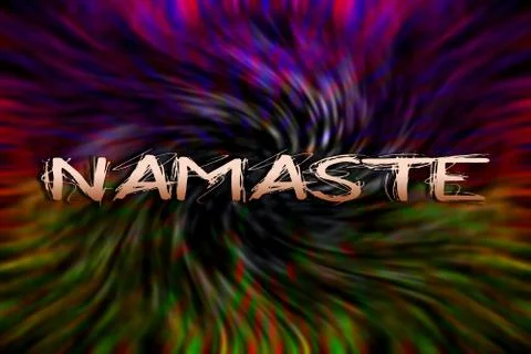 Namaste text quote in psychedelic background wallpaper fine prints Stock Illustration