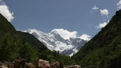 Namcha Barwa Flag Cloud Stock Footage 313173797