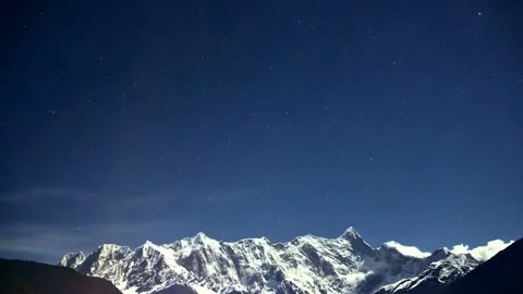 Namcha Barwa Mountain Range: Starry Night Sky Timelapse in Tibetan Himalayas Stock-Footage 336008468