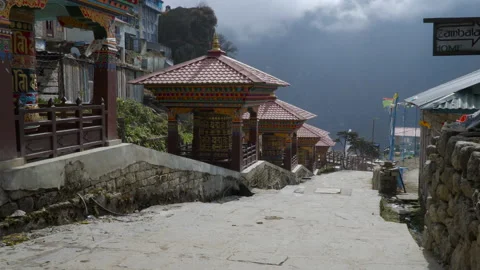 Namche Bazaar typical village view Stock Footage 228588624