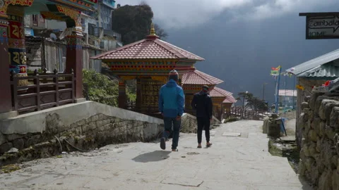 Namche Bazaar typical village view Stock Footage 228589253