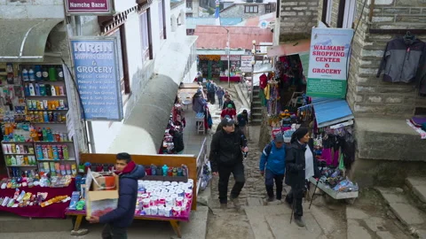 Namche Bazaar typical village view Stock Footage 228596295