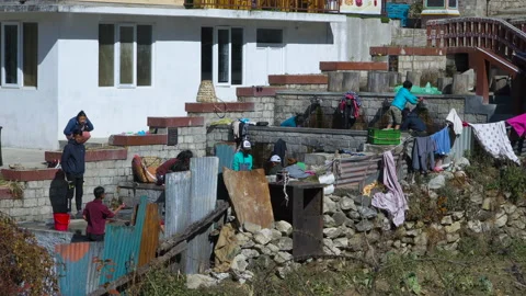 Namche Bazaar typical village view Stock Footage 228597230