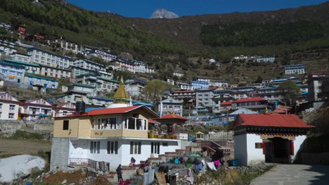 Namche Bazaar typical village view Stock Footage 228598238