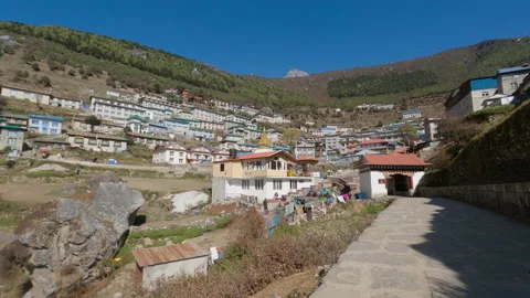 Namche Bazaar typical village view Stock Footage 228601924