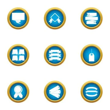 Name badge icons set, flat style Illustration