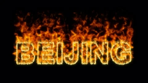 Name BEIJING flares up and burns out. Alpha channel. Transparency Stock Footage