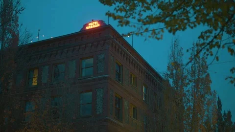 Name board on the top of a hotel Stock Footage 87801626