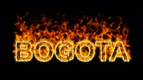 Name BOGOTA flares up and burns out. Alpha channel. Transparency Stock Footage