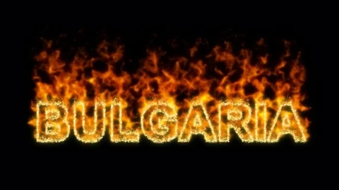 Name BULGARIA flares up and burns out. Alpha channel. Transparency Stock Footage