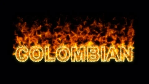Name COLOMBIAN flares up and burns out. Alpha channel. Transparency Stock Footage