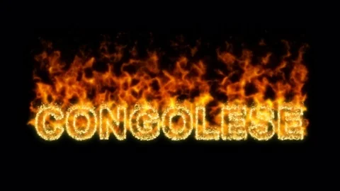 Name CONGOLESE flares up and burns out. Alpha channel. Transparency Stock Footage