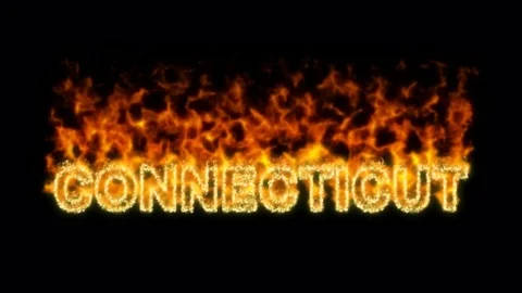 Name CONNECTICUT flares up and burns out. Alpha channel. Transparency Stock Footage