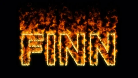 Name FINN flares up and burns out. Alpha channel. Transparency Stock Footage