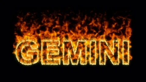 Name GEMINI flares up and burns out. Alpha channel. Transparency Stock Footage