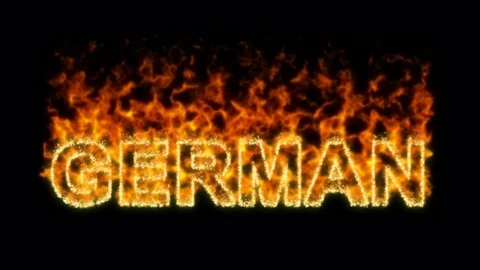 Name GERMAN flares up and burns out. Alpha channel. Transparency Stock Footage