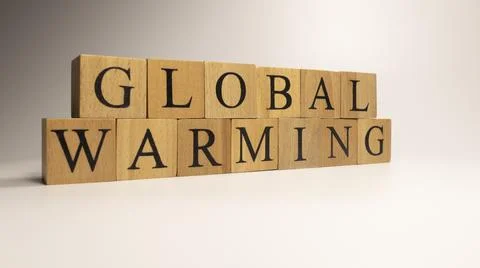 The name Global Warming was created from wooden letter cubes. Stock Photos