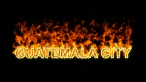 Name GUATEMALA CITY flares up and burns out. Alpha channel. Transparency Stock Footage