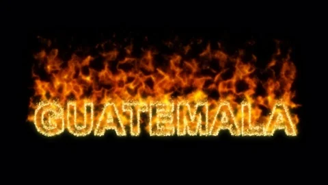 Name GUATEMALA flares up and burns out. Alpha channel. Transparency Stock Footage
