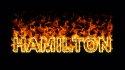 Name HAMILTON flares up and burns out. Alpha channel. Transparency Stock Footage