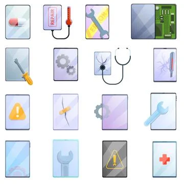 NAME icons set, cartoon style Stock Illustration