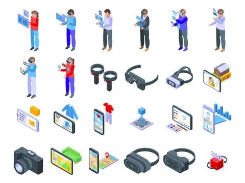 NAME icons set isometric vector. Virtual cube Stock Illustration