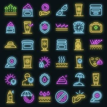 NAME icons set vector neon Stock Illustration