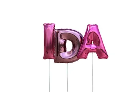 Name ida made of pink inflatable balloons isolated on white background Stock Illustration