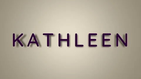 Name is Kathleen. The female name on a light background disappears flying in Stock Footage 124631253
