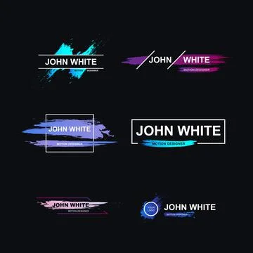 Name Lower Thirds Set Brush Modern Colorful templates Stock Illustration