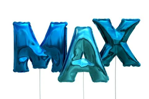 Name max made of blue inflatable balloons isolated on white background Stock Illustration