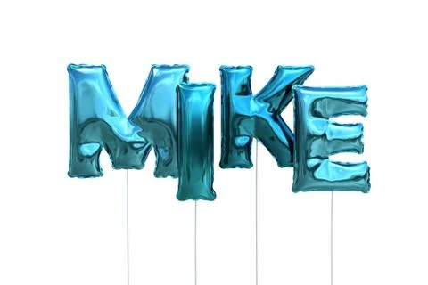 Name mike made of blue inflatable balloons isolated on white background Stock Illustration