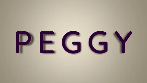 Name is Peggy. The female name on a light background disappears flying in Stock Footage 124681553
