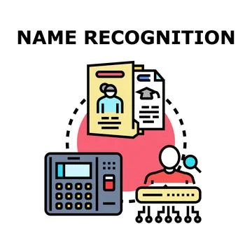 Name recognition processing identity data for user authentication Stock Illustration