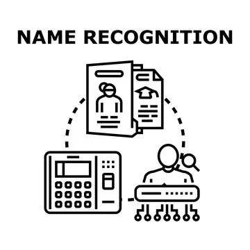 Name recognition processing identity data for user authentication Stock Illustration