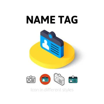 Name tag icon in different style Stock Illustration
