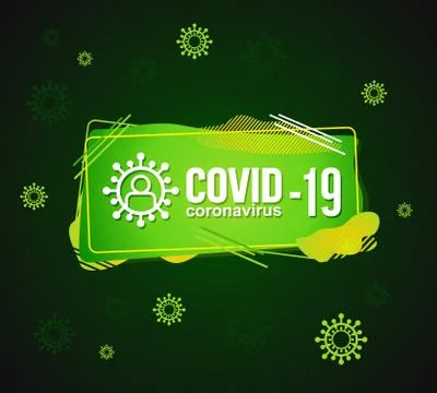 Name of the virus on a green background. Text of the pandemic logo for presen Stock Illustration