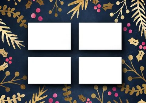 Namecard mockup template background with elegant flower border Stockillustratie