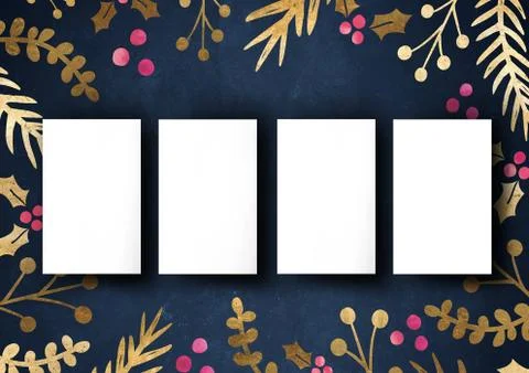 Namecard mockup template background with elegant flower border Stockillustratie