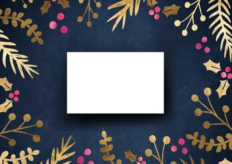 Namecard mockup template background with elegant flower border Stockillustratie
