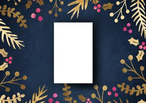 Namecard mockup template background with elegant flower border Stockillustratie