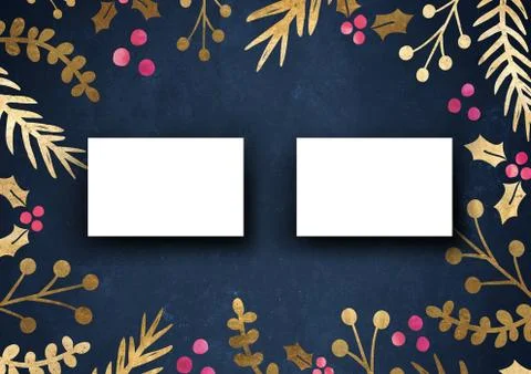 Namecard mockup template background with elegant flower border Stockillustratie