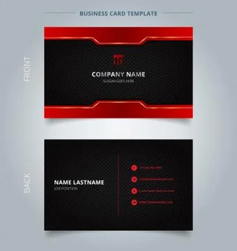 Namecard template technology red and black pattern background. 스톡 일러스트